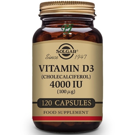 [059800] Vitamina D3 120 Cápsulas 100 Mcg. 4000 Ui. - Solgar