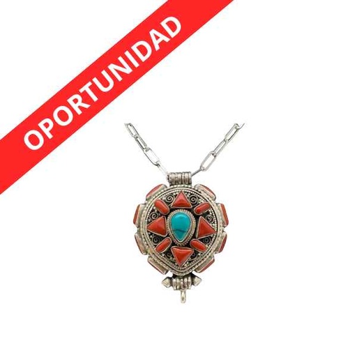 [10237] Colgante Ghau Turquesa Y Coral - Tierra Zen